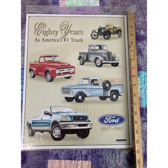 Classic Ford Truck Tin Metal Sign 80 Years 1 Truck Garage Auto Pickup Man Cave - Picture 2 of 3
